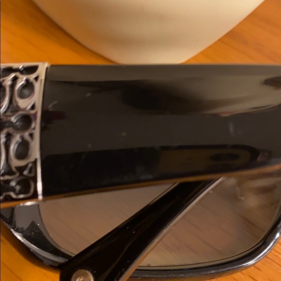 Coach sunglasses black green tint black case